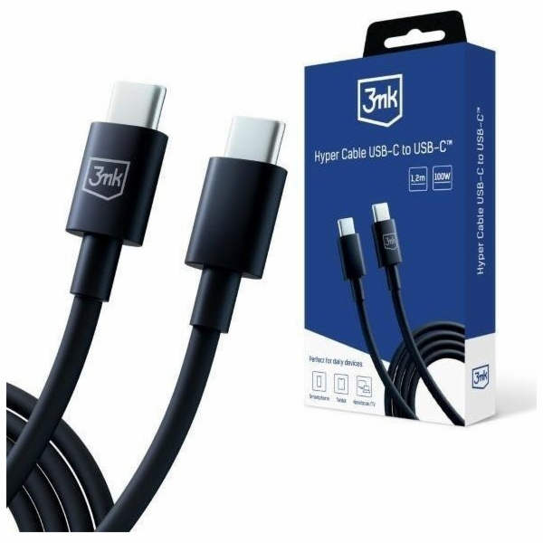 3mk datový kabel - Hyper Cable C to C 100W 1.2m, černá