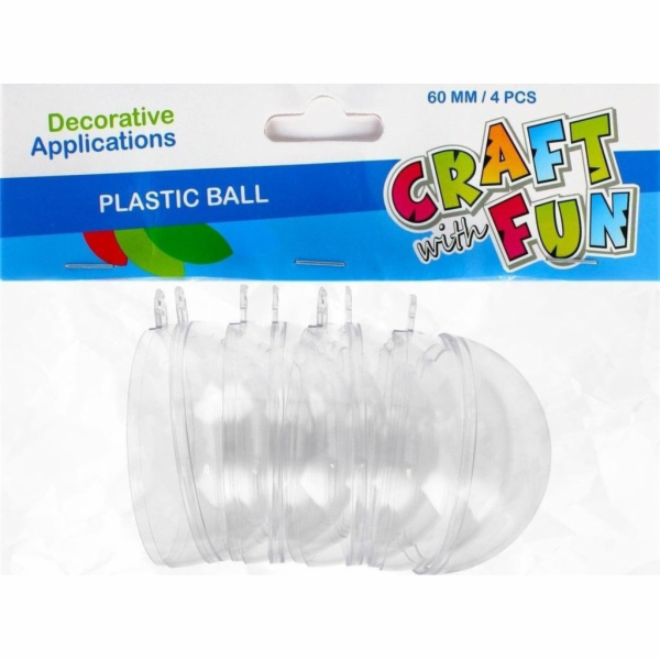 Craft with Fun ORNAMENT BN PLAST BALL 6CM 4KS CF PBH 12/96