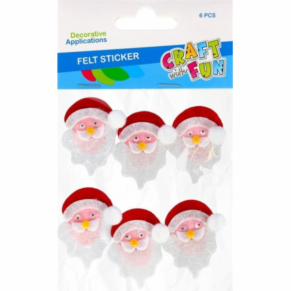 Craft with Fun ORNAMENT BN FELT SANTA 6 KS CF PBH 12/144