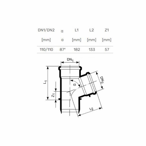 T-kus pro vnitřní kanalizaci HTplus, O 110 / 110 mm, 87°