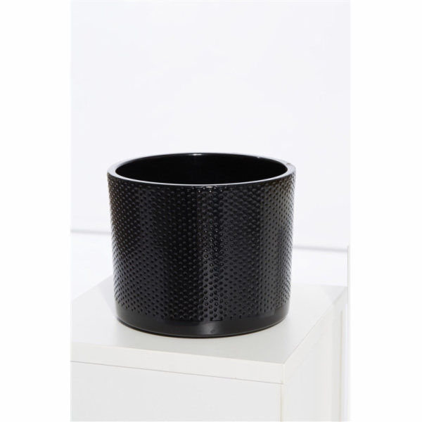 Ceram hrnec DOMOLETTI WALEC KROPKI, O17 cm, lesk. Černá