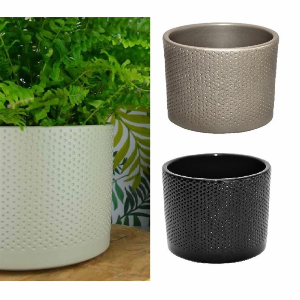 Ceram hrnec DOMOLETTI WALEC KROPKI, O15 cm, lesk. Černá