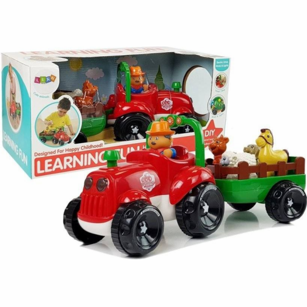 Štíhlý sportovní traktor s přívěsem, zvířata pro miminka,...