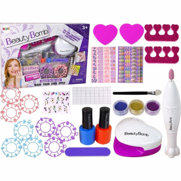 LeanToys Sada na malování nehtů Frézka Lamp Pilník Glitter