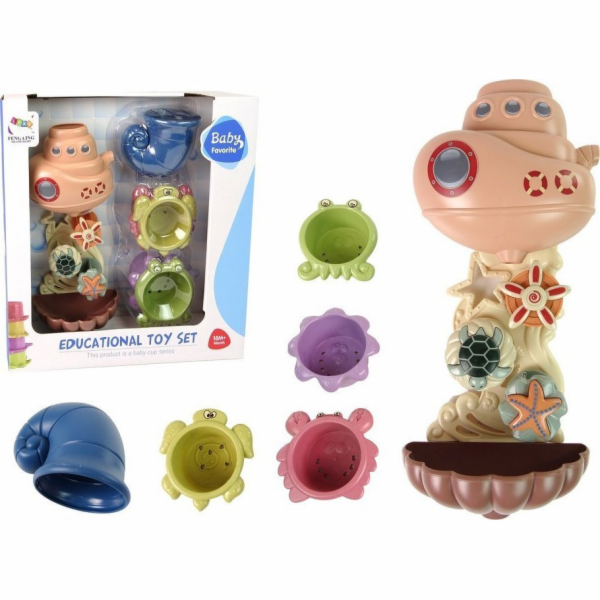 LeanToys Bath Set Loď Mořská zvířata Vodopád