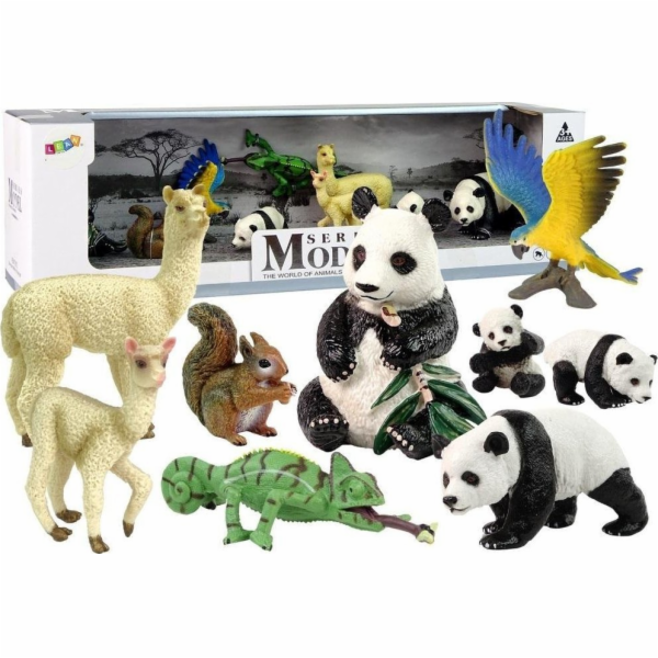 Akční figurka LeanToys Zvířátka Panda Papoušek Set