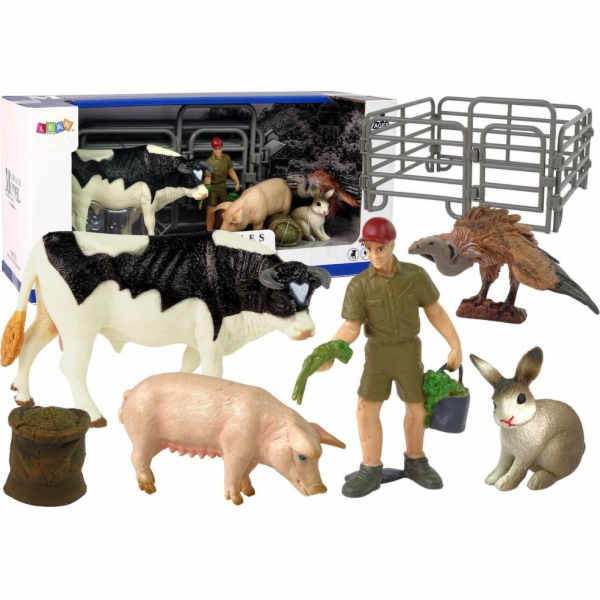 Sada velkých postav LeanToys Farm Village Kráva Prase Zaj...