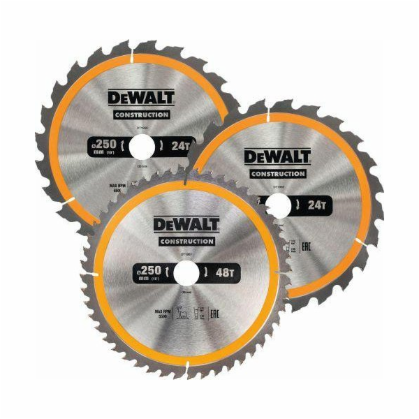 Dewalt  OKRUHOVÁ PILA EX SET. 3ks 250mm 2x24z, 1x48z