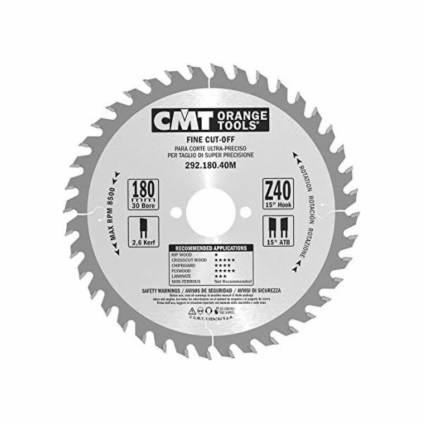 CMT 292.180.40M Pila HM 180x30x2.6/1.6 Z=40