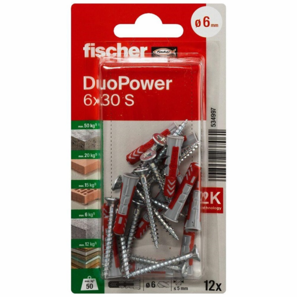 Pin Fischer DuoPower, 30 mm x 6 mm, 12 ks.