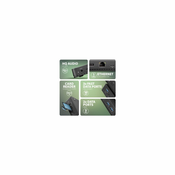 AXAGON HMC-U4, USB4 40Gbps dock, 3x USB-A, 2x USB-C, HDMI...