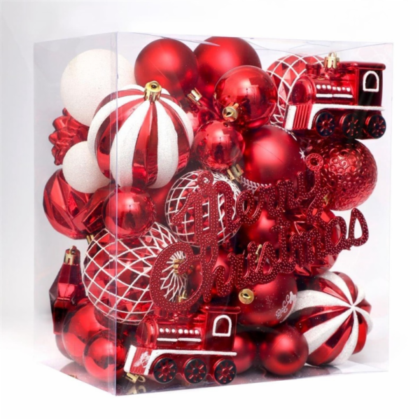 Christmas Touch Ozdoby na vánoční stromeček, červená, 65 ks.