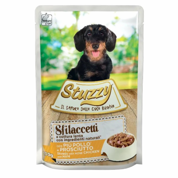 STUZZY Sfilaccetti Kuře se šunkou - mokré krmivo pro psy ...