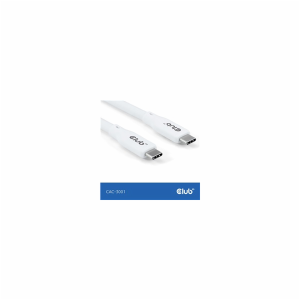 Club3D Kabel USB-C 4.0, 20Gbps, 4K60Hz, PD 240W, 2m, bílá