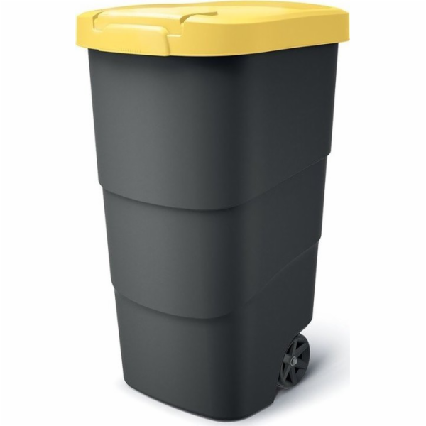 Popelnice Prosperplast Wheeler 90 l antracit se žlutým víkem