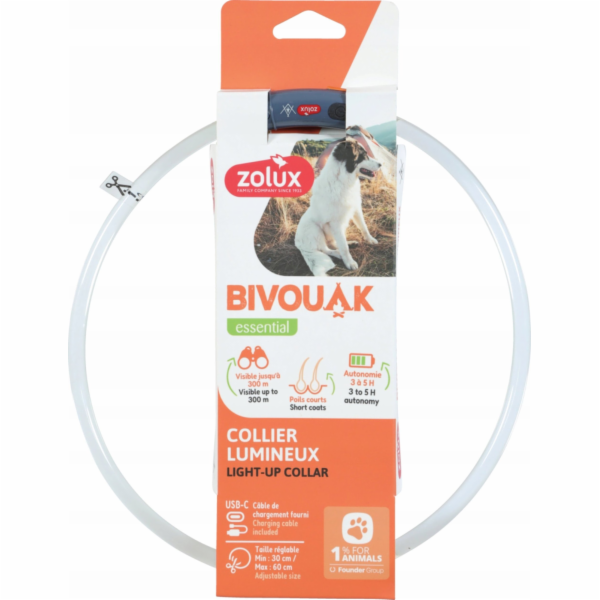 ZOLUX Bivouak LED Silikonový transparentní modrý - obojek...