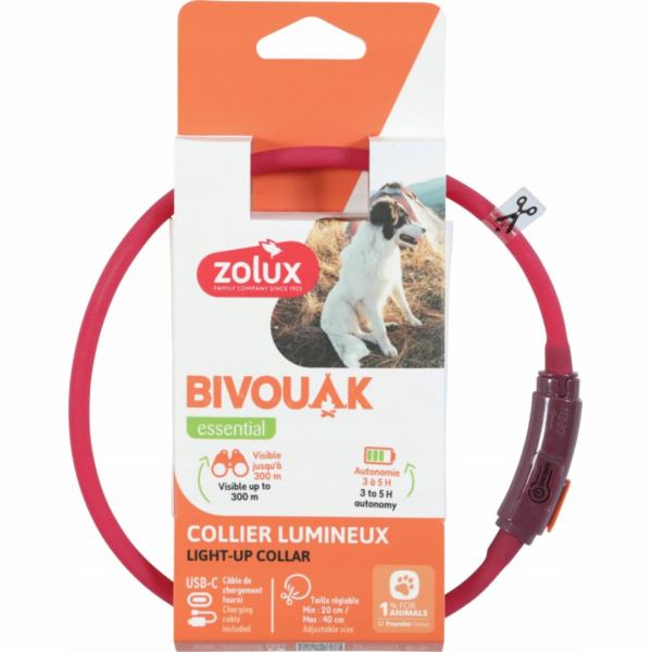 ZOLUX Bivouak LED Silikonový červený - obojek pro štěňata...