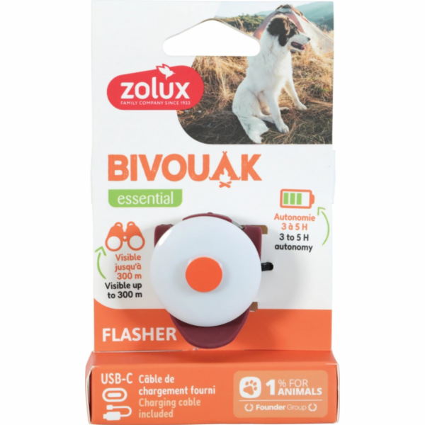 ZOLUX Bivouak Svítící přívěsek na obojek LED USB červený ...