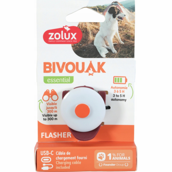 ZOLUX Bivouak Svítící přívěsek na obojek LED USB červený ...