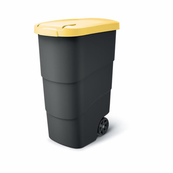 Popelnice Prosperplast Wheeler 90 l antracit se žlutým víkem