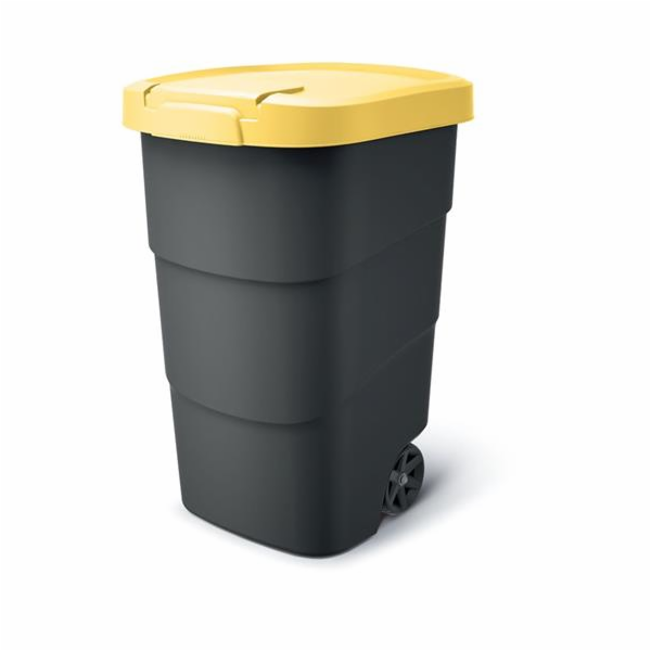 Popelnice Prosperplast Wheeler 95 l antracit se žlutým víkem