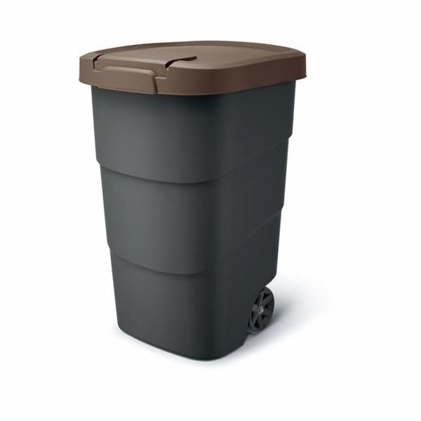 Popelnice Prosperplast Wheeler 90 l antracit s hnědým víkem