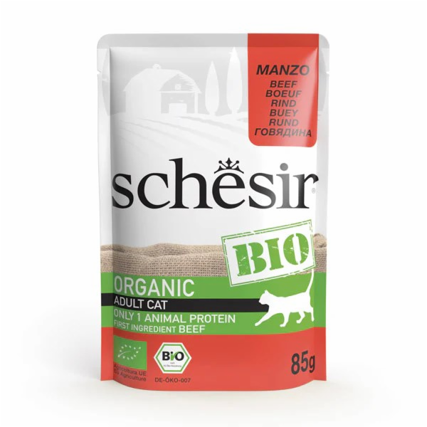 SCHESIR Bio Hovězí maso v paštice - mokré krmivo pro kočk...