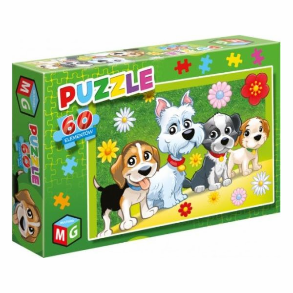 Multiherní puzzle 60 květinových psů