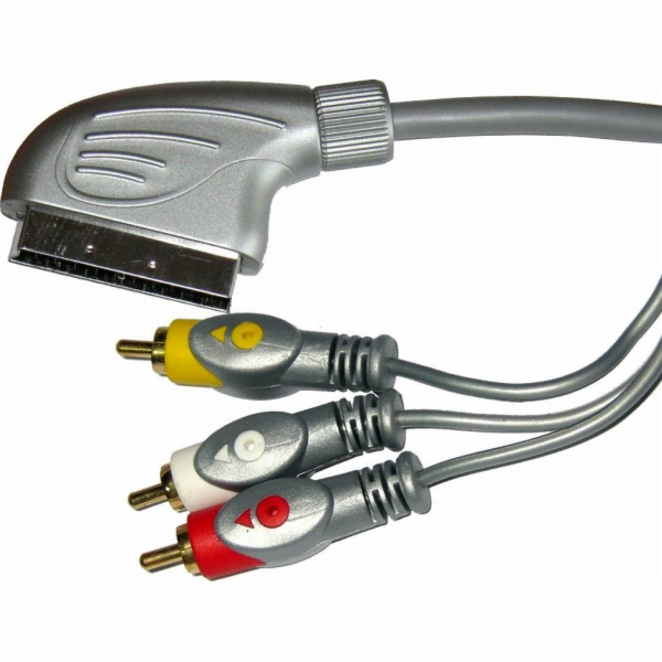 Scart - RCA (Cinch) kabel x3 1,5 m stříbrný (KPO3418-1,5)