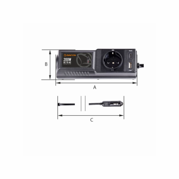 Manta MPI200C Power Inverter 200W DC to AC
