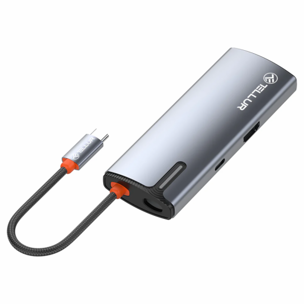Tellur USB-C hub, PD 3.0 100W, HDMI, 3xUSB 3.0 šedý