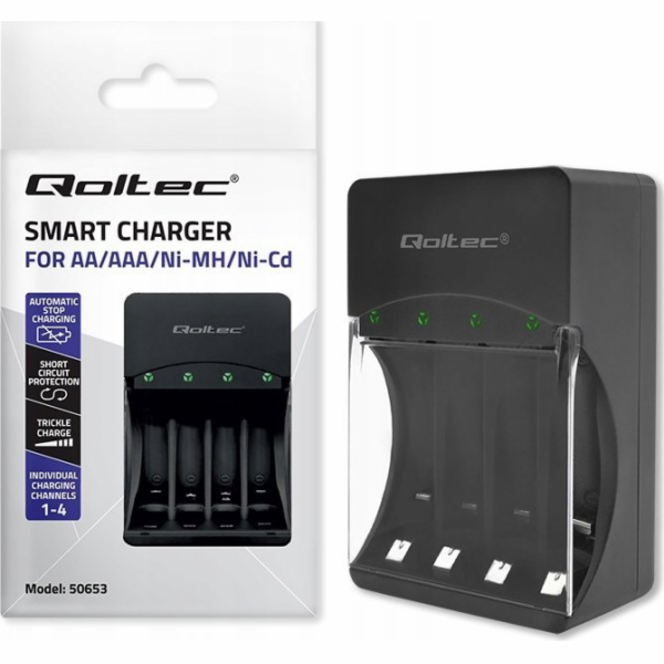 Qoltec 50653 Nabíječka baterií pro Ni-MH typ R03/AAA R6/AA