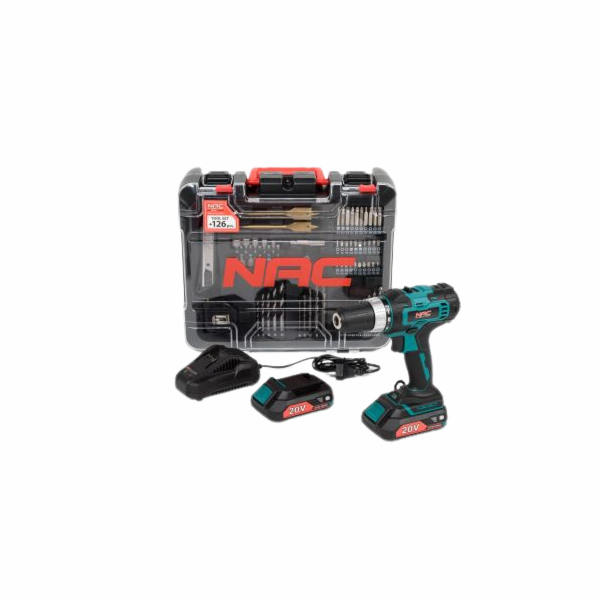 Aku vrtačka NAC CDB2-40-S-LI-20V 2x2Ah + příslušenství 12...