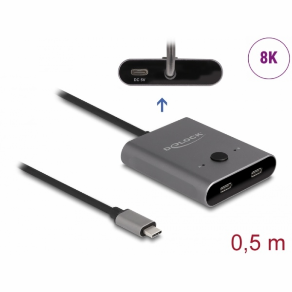 Delock Switch 2 to 1 - Rozbocovac - obousmerný, 8K, 10 Gb...