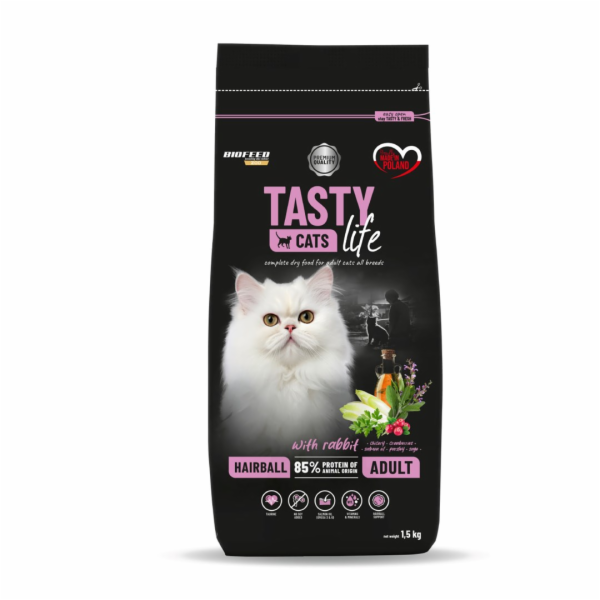 BIOFEED Tasty Cats Life Hairball Rabbit - suché krmivo pr...