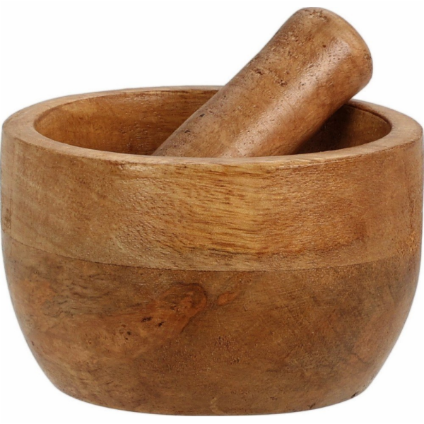 Hmoždíř s tloučkem mangové dřevo 10 x 10 x 6 cm KO-A55500230