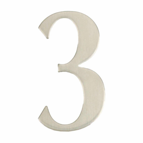 Číslo dveří "3", nerezová ocel, 62 mm
