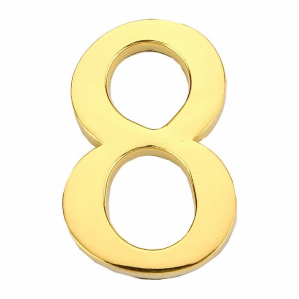 Číslo dveří "8", zlatá barva, 45 mm