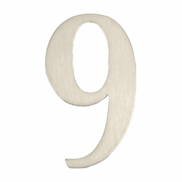 Číslo dveří "9", nerezová ocel, 62 mm