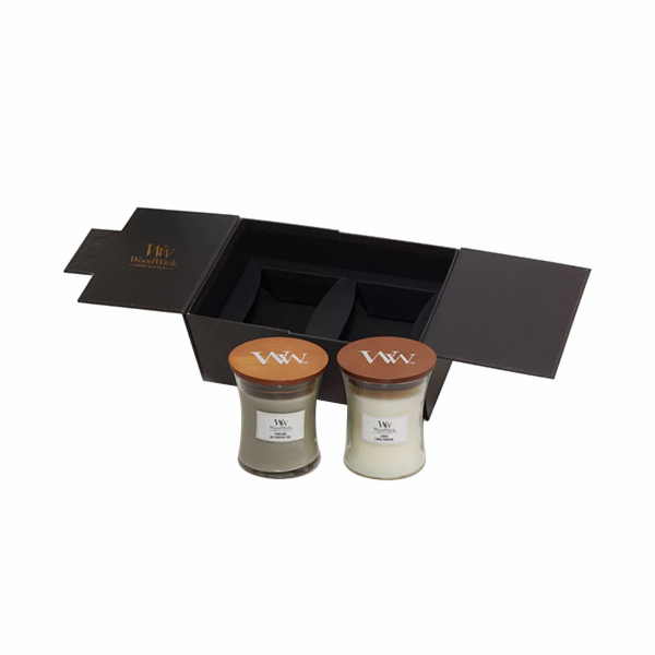 Dárková sada WoodWick, 2 x střední svíčka (2 x 275g), Krb...