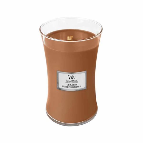 Svíčka oválná váza WoodWick, Santal a myrha, 609.5 g