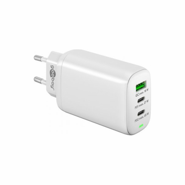 goobay USB-C víceportová rychlá nabíječka, PD, GaN, 65 wattů