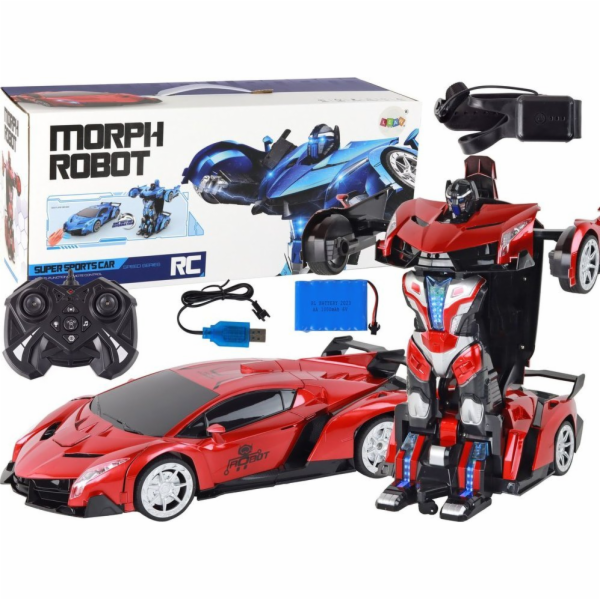 LeanToys Car-Robot Transformation R/C 1:10 Červené ovládá...