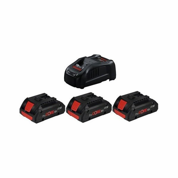 Bosch STARTER SADA PROCORE 18V 3*4,0AH + NABÍJEČKA GAL 1880