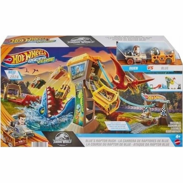 Mattel HW BLUE JURASSIC WORLD CABLE CAR HTP12 WB3