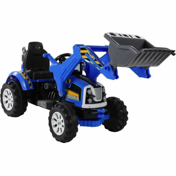 sportovní traktor na baterie s modrou lžící bagru