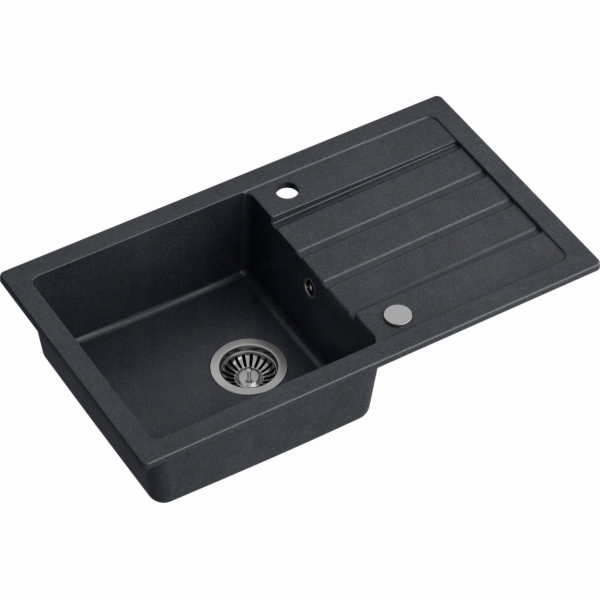 GraniteQ JERRY 111 dřez, černý granitový dřez (77x44x17,5...
