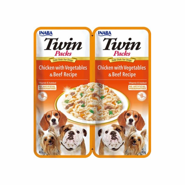 INABA Dog Twin kuřecí se zeleninou a hovězím v bujónu – p...