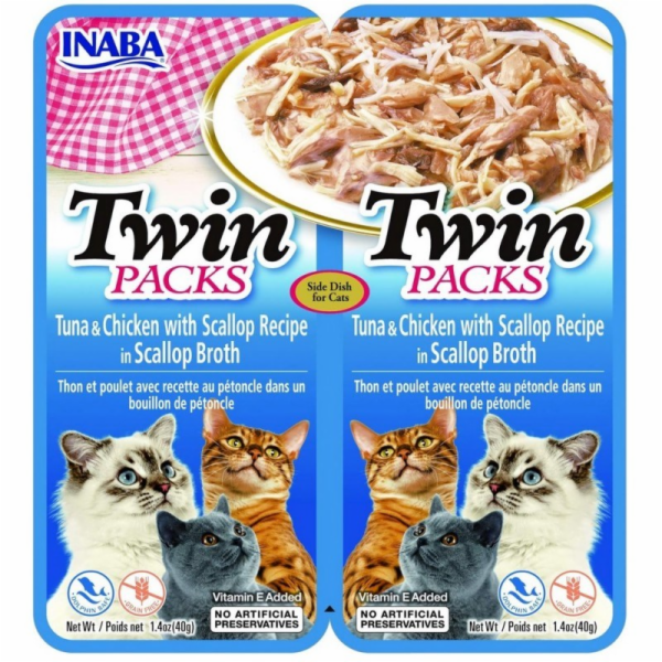 INABA CAT Twin tuňák s kuřecím a mušlemi v bujónu – pocho...