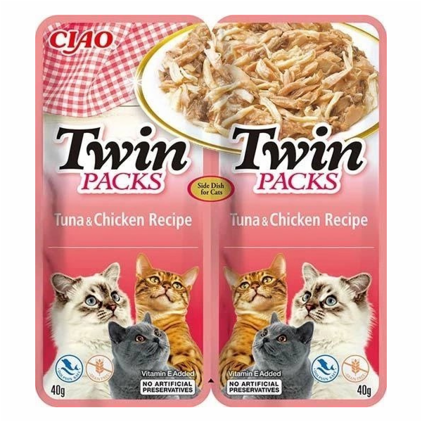 INABA CAT Twin tuňák s kuřecím v bujónu – pochoutka pro k...